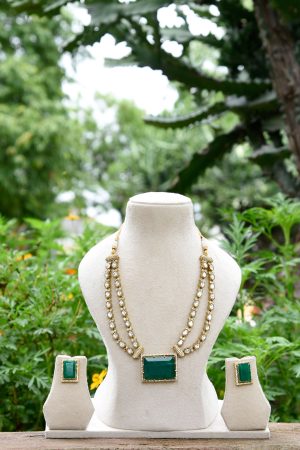 Natural Doublet Green Ruby Stone Necklace Set